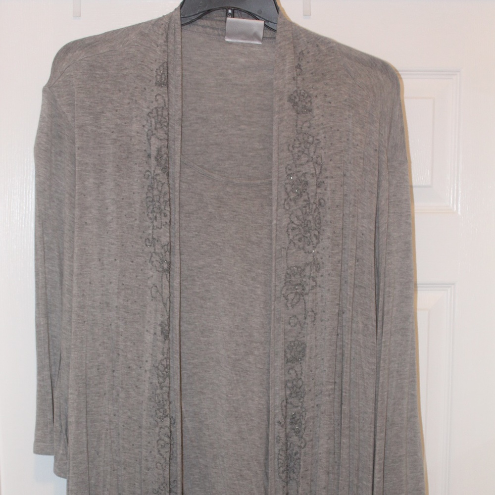 Avenue Women's Gray Twofer w/Embroidered Beading